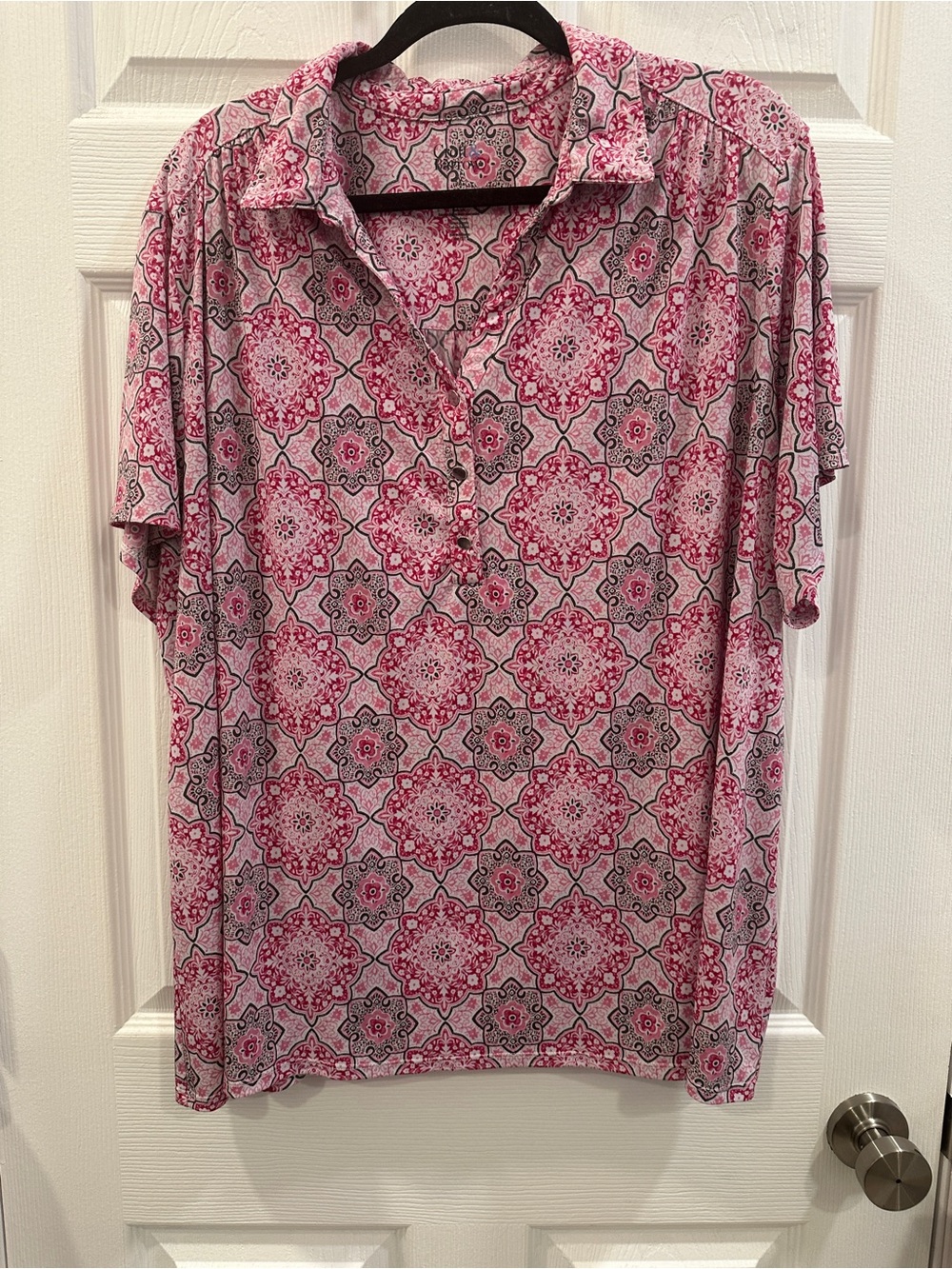 Croft & Barrow partial button up short sleeve blouse plus size 3X EUC
